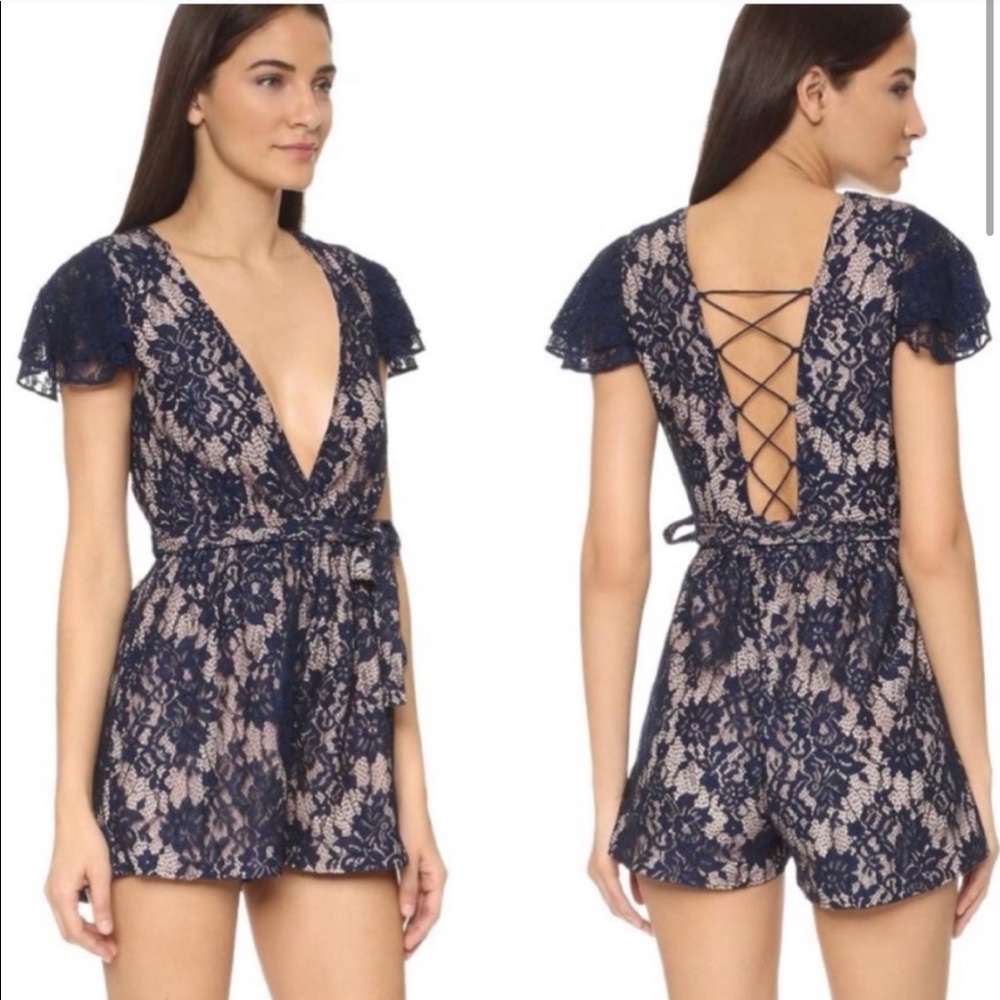 NWOT Jetset dairies romper navy blue lace